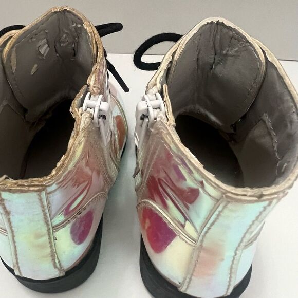 Wonder Nation Iridescent Combat Booties Toddler Sz 4 Moto Techno‎ Comfort Shoes - Picture 11 of 14
